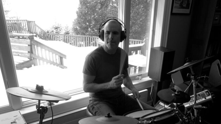 Content Creator and Drummer LingDynasty in the studio - The Art of AI blog post